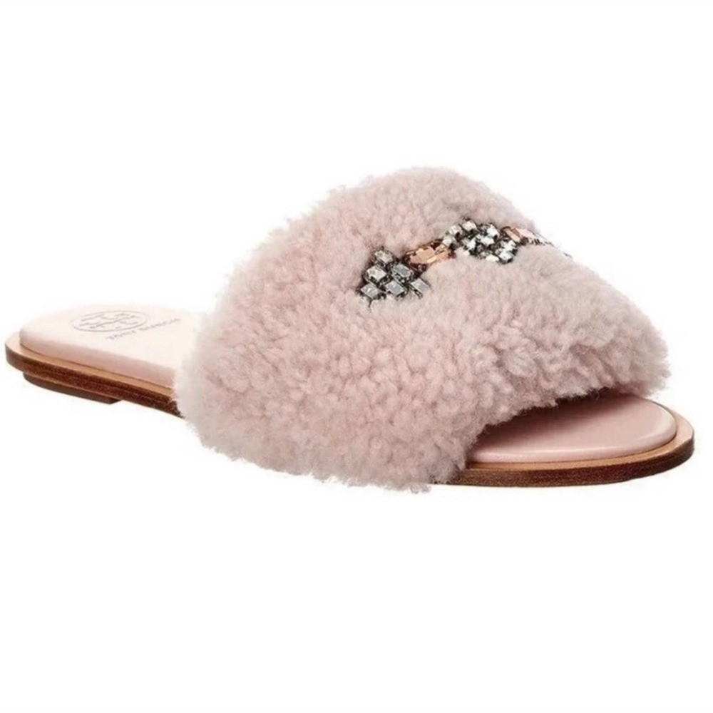 Tory Burch Aspen Shearling Slide Sandals Size 7.5 NWT
